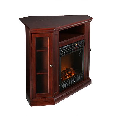 Abbey Cherry Finish Convertible Media Console Electric Fireplace