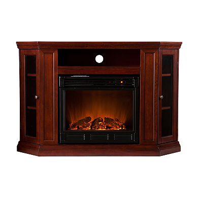 Abbey Cherry Finish Convertible Media Console Electric Fireplace