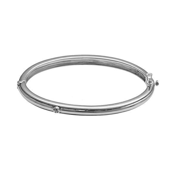 Love Always Sterling Silver Diamond Accent Flower Bangle Bracelet - 2 3/4-in.  width