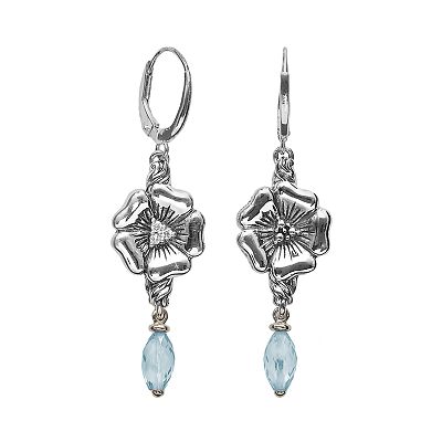 Genuine blue topaz and deals diamond accent Sterling silver earrings