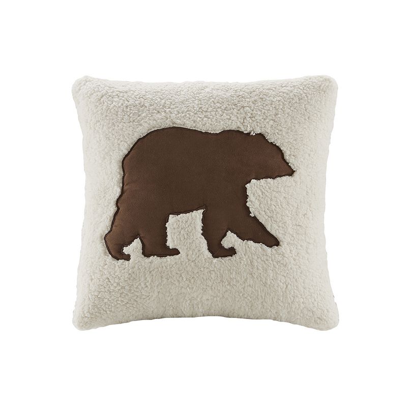 Woolrich Bear Decorative Pillow, White, 18  SQUARE Features 18  x 18  Bear applique Plush fabric Construction & Care Acrylic Polyester fill Spot clean Imported  Size: 18  SQUARE. Color: White. Gender: unisex. Age Group: adult. Pattern: Animals.