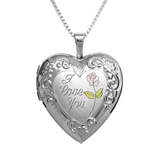 Romantic Love Gift I Love You Heart Locket Silver Locket Pendant Necklace