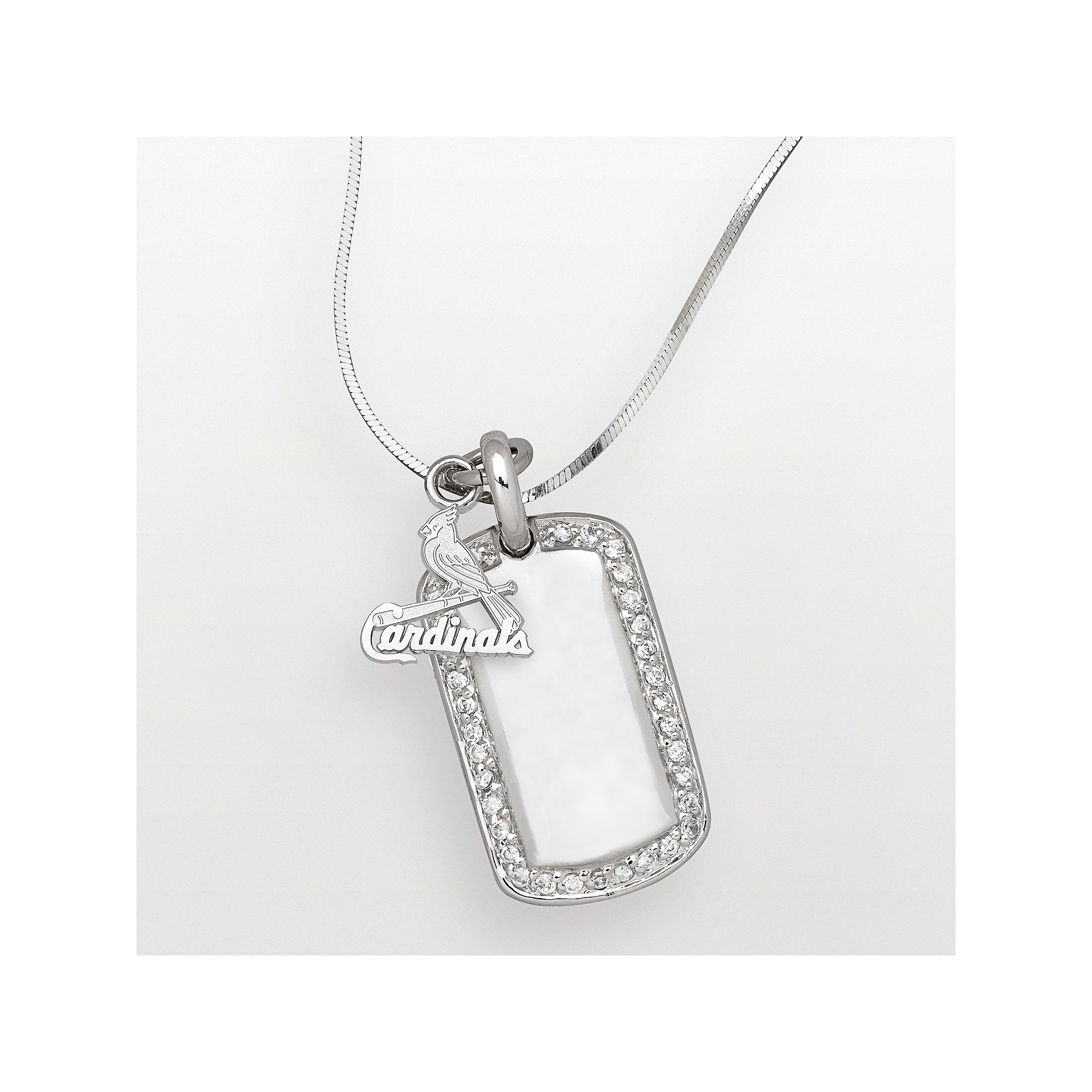 LogoArt St. Louis Cardinals Sterling Silver Cubic Zirconia Logo Dog Tag Pe