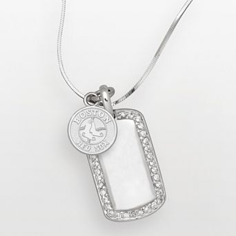 LogoArt Boston Red Sox Sterling Silver Cubic Zirconia Logo Dog Tag Pendant