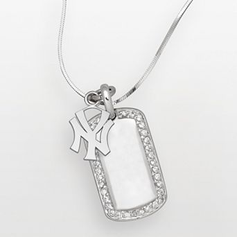 LogoArt New York Yankees Sterling Silver Cubic Zirconia Logo Dog Tag Pendant