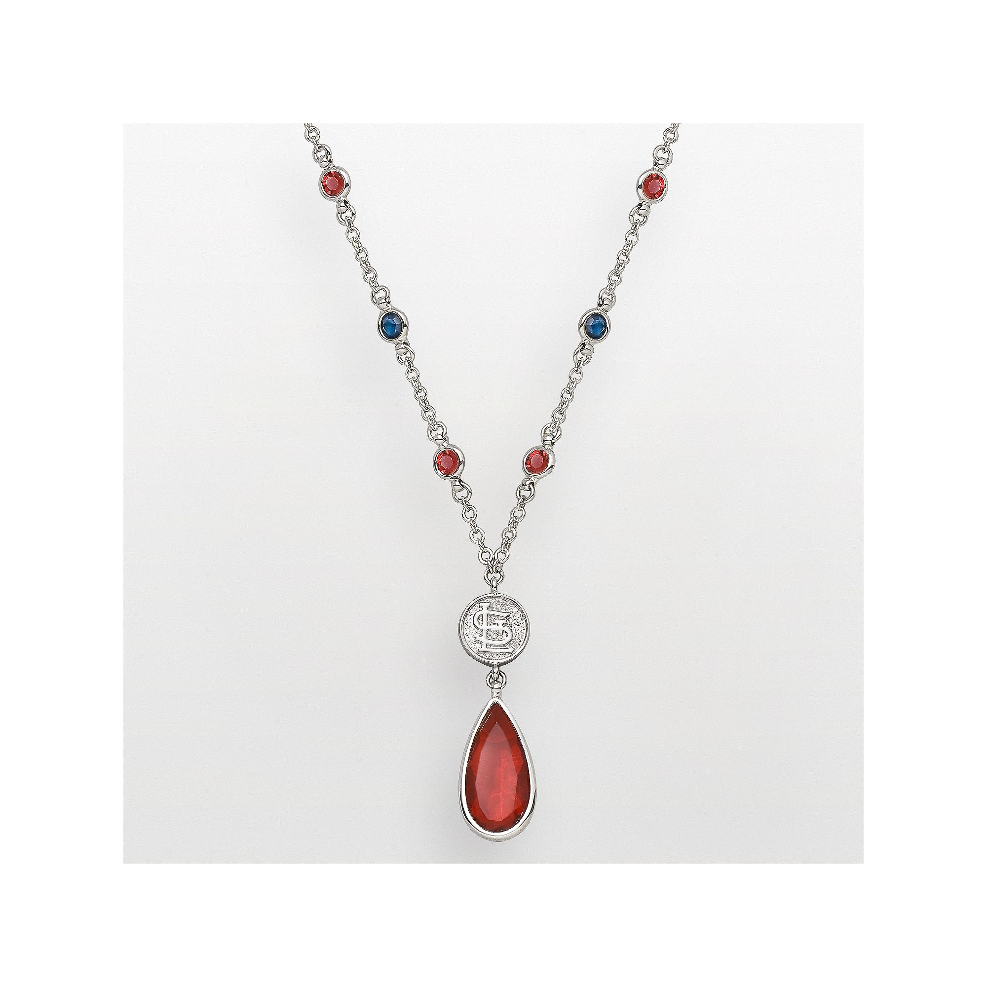 LogoArt St. Louis Cardinals Sterling Silver Crystal Logo Y Necklace, Women