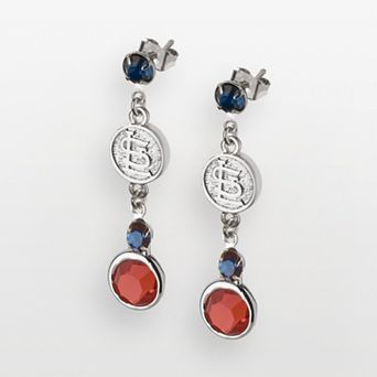LogoArt St. Louis Cardinals Silver Tone Crystal Logo Drop Earrings