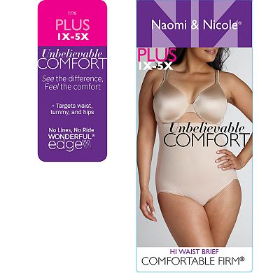 Naomi & Nicole® Firm Control Shapewear Women's Plus Size Unbelievable Comfort Hi Waist Brief 7775