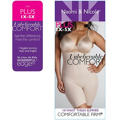 Naomi & Nicole® Firm Control Shapewear Plus Size Unbelievable Comfort High Waist Thigh Slimmer 7779