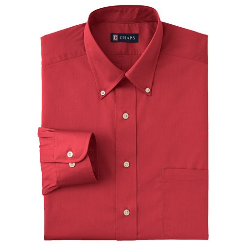 Men's Chaps Classic-Fit Solid Twill Non-Iron Button-Down Collar Dress Shirt