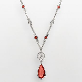 LogoArt Alabama Crimson Tide Silver Tone Crystal Logo Teardrop Y Necklace