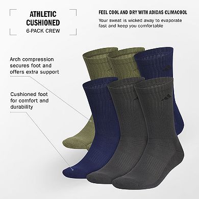 Men's adidas 6-pack Athletic Cushioned Crew Socks