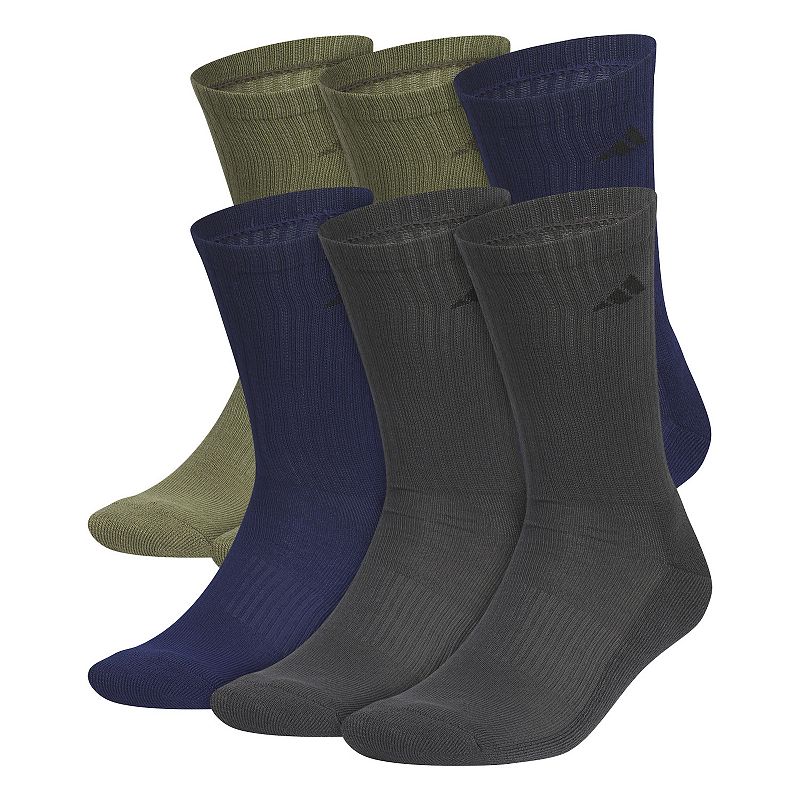 Men's adidas 6-pack Athletic Cushioned Crew Socks, Size: 6-12, Green Blue Grey