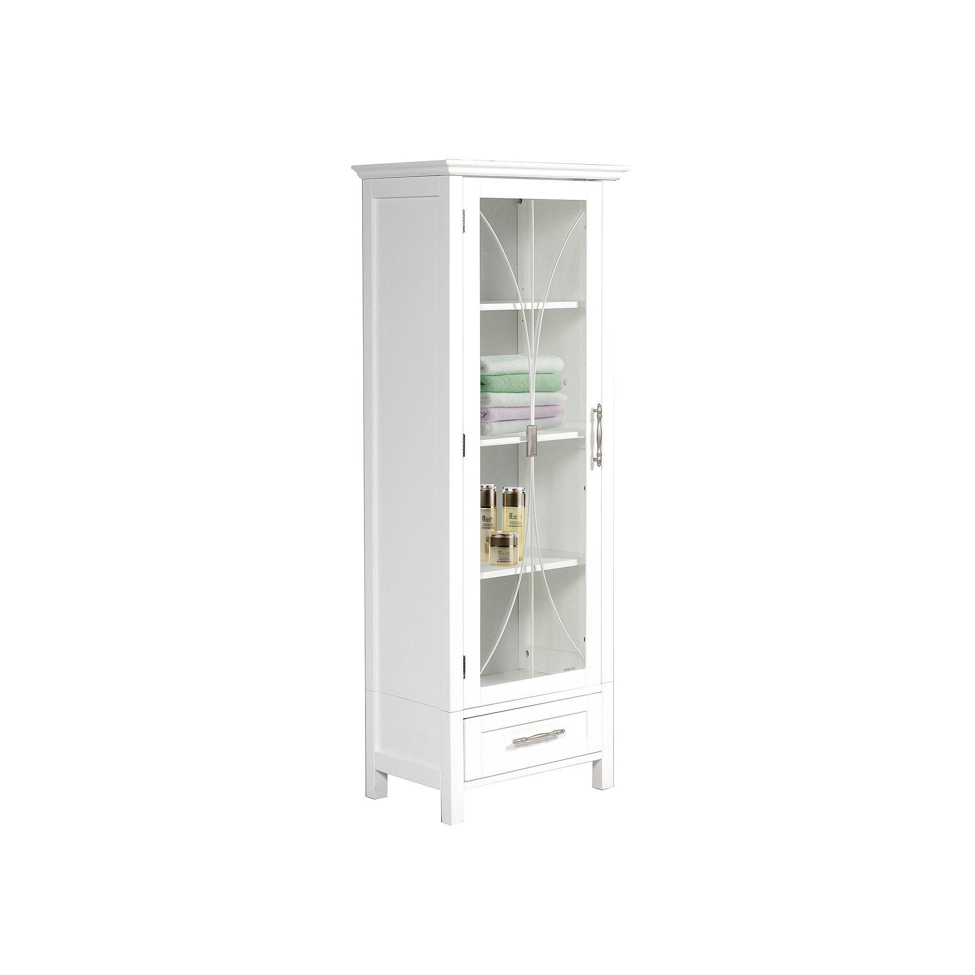 Elegant Home Fashions Rose Linen Cabinet, White