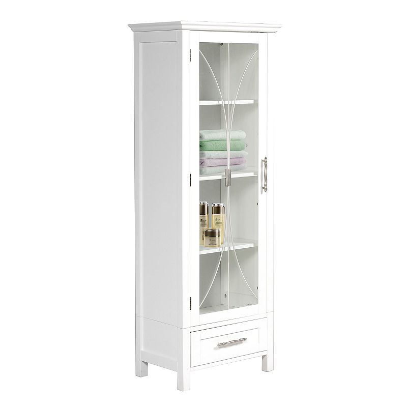 Elegant Home Fashions Rose Linen Cabinet, White