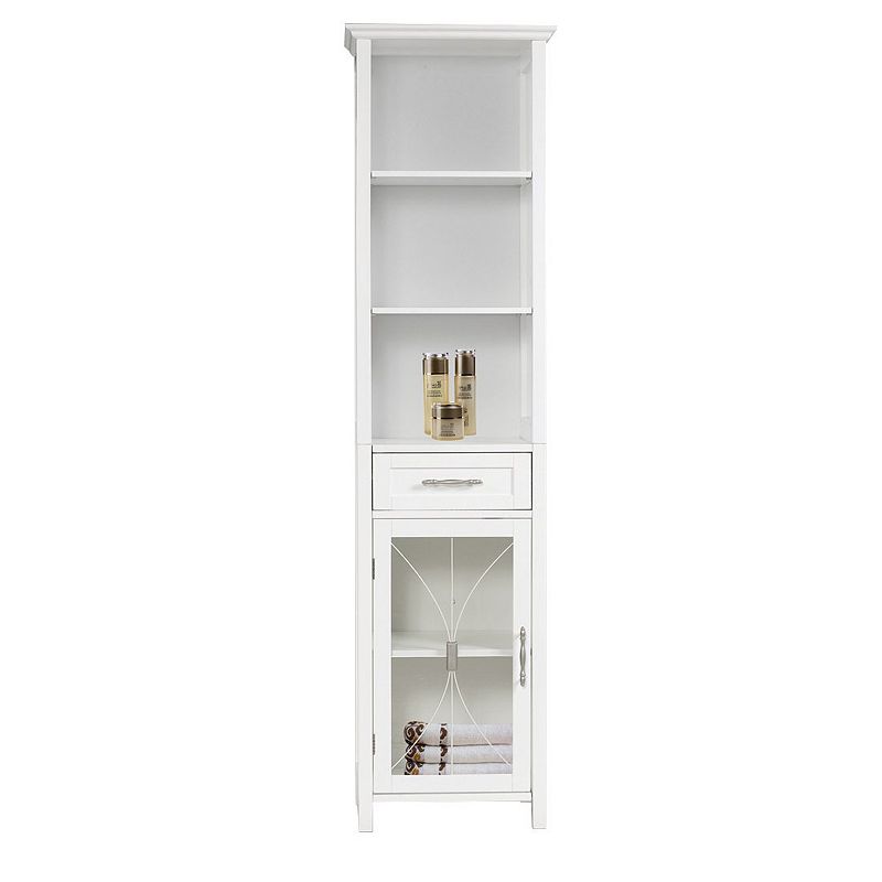 Elegant Home Fashions Narrow Rose Linen Cabinet, White