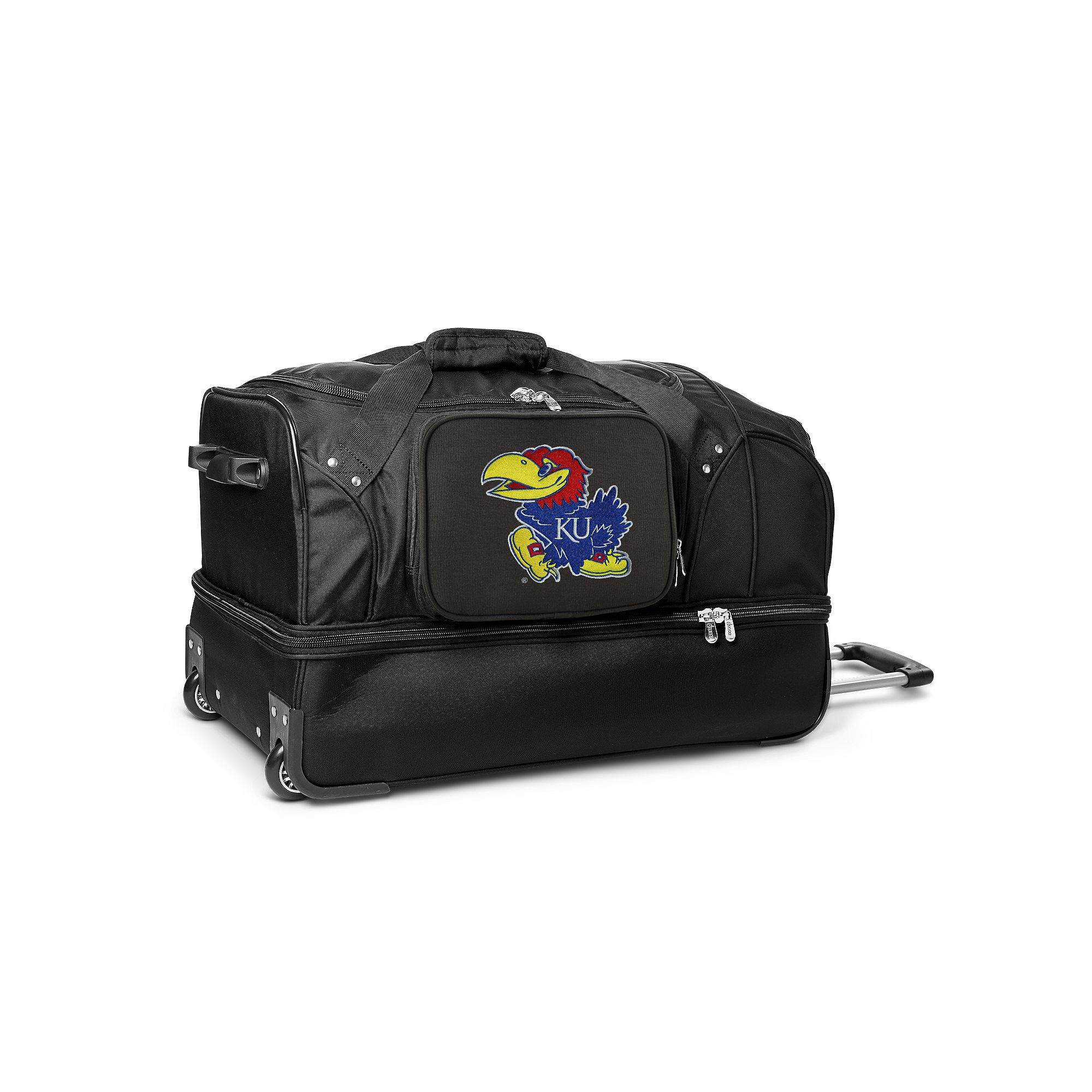 Kansas Jayhawks 27-Inch Rolling Duffel Bag, Black