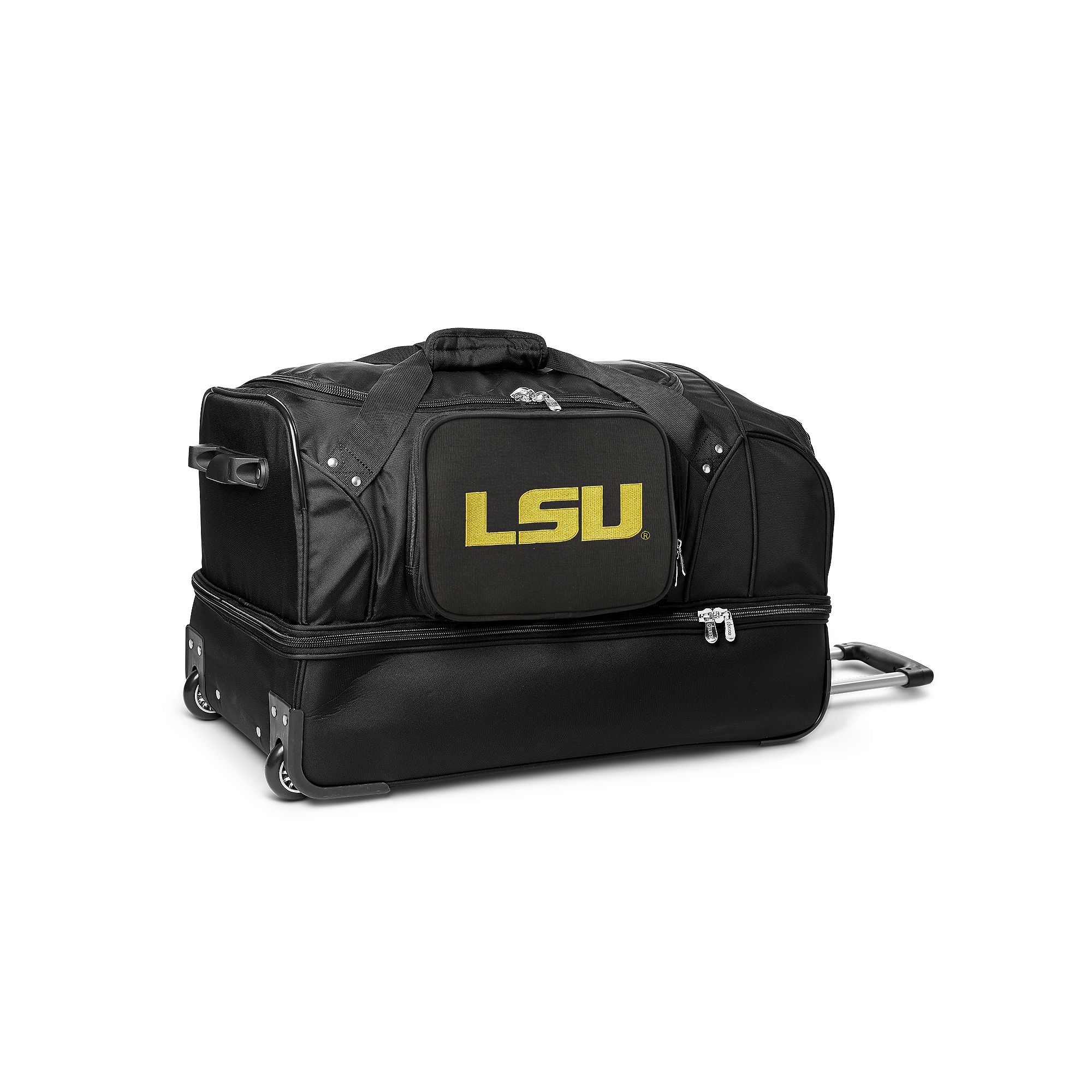 LSU Tigers 27-Inch Rolling Duffel Bag, Black