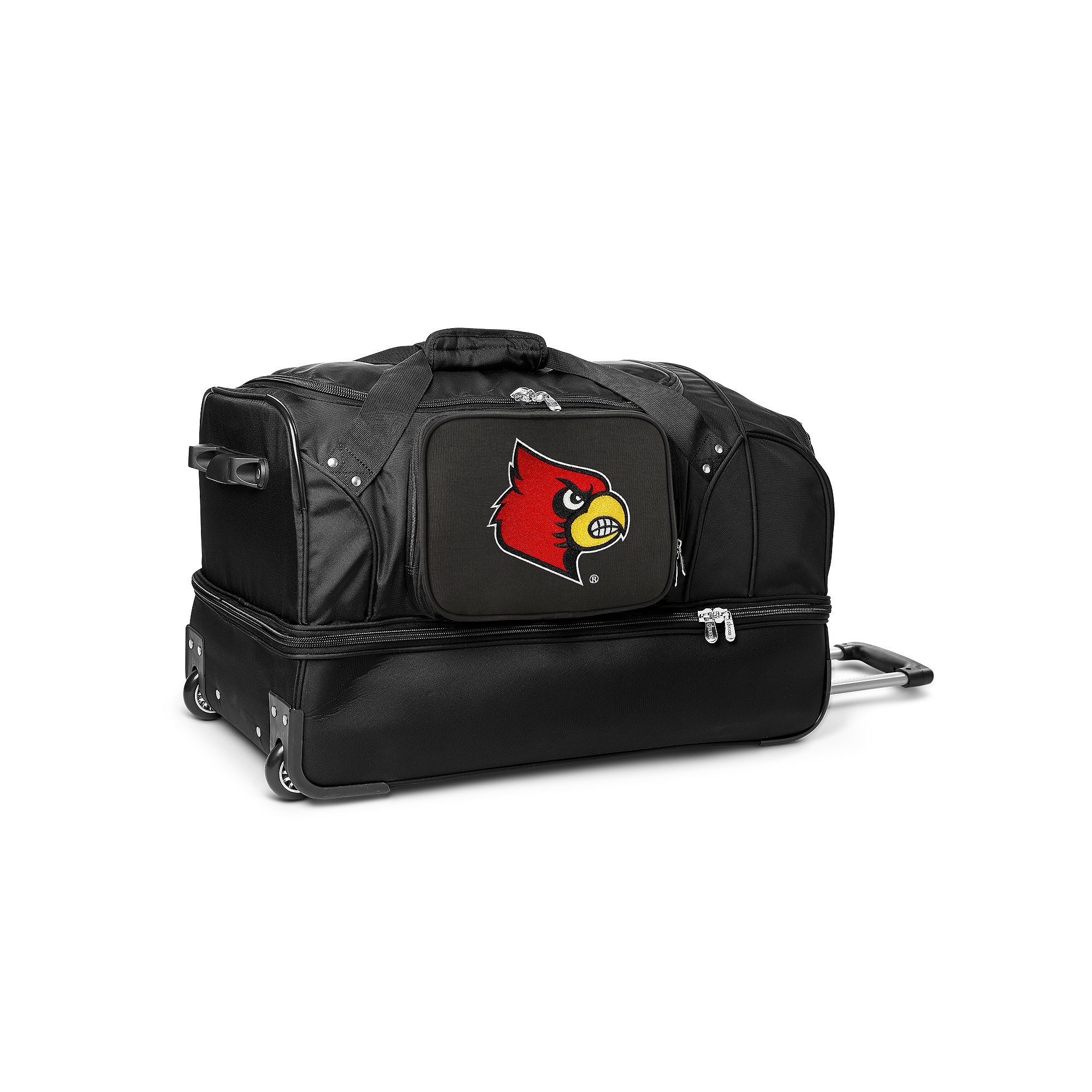 Louisville Cardinals 27-Inch Rolling Duffel Bag, Black