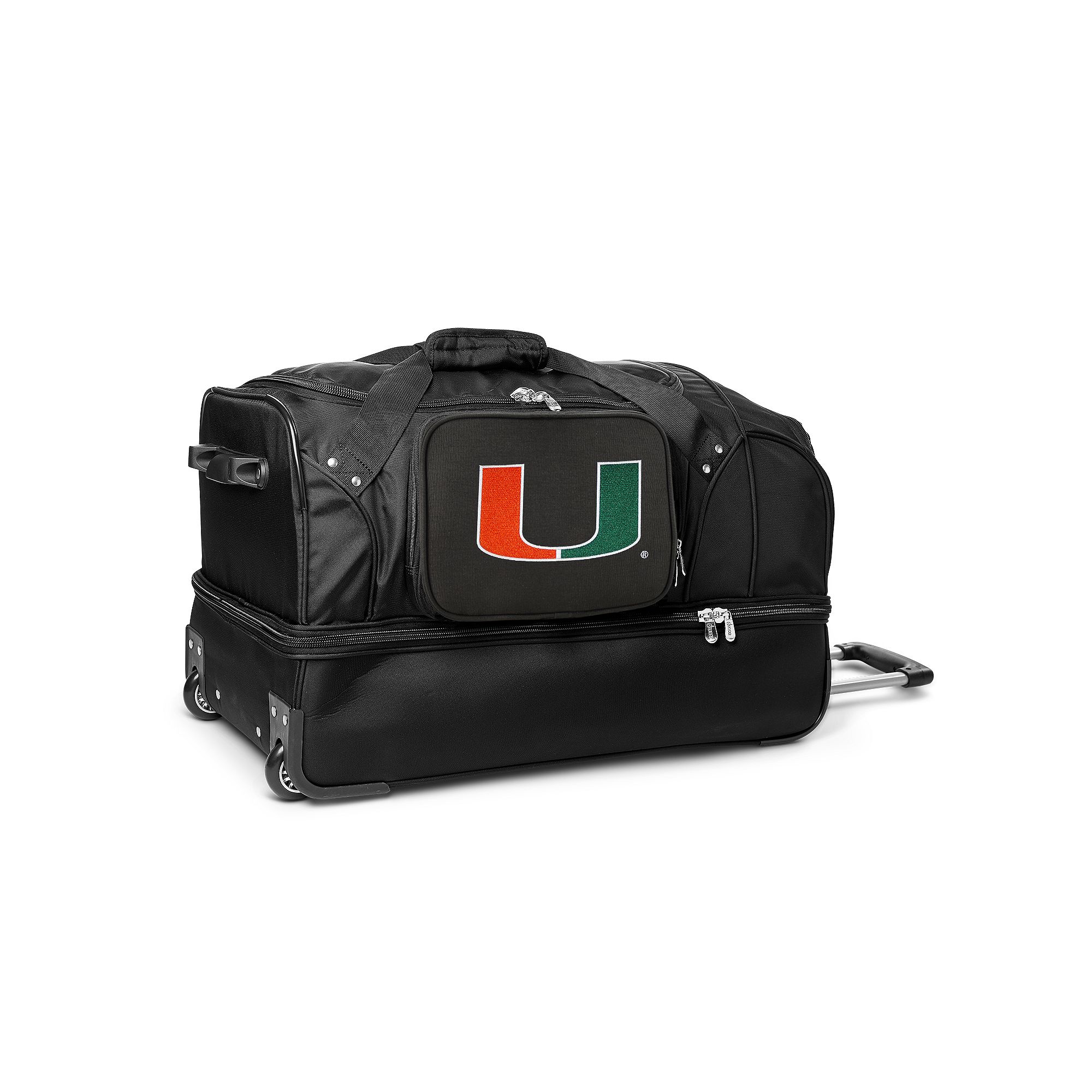 Miami Hurricanes 27-Inch Rolling Duffel Bag, Black