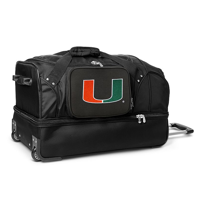 Miami Hurricanes 27-Inch Rolling Duffel Bag, Black