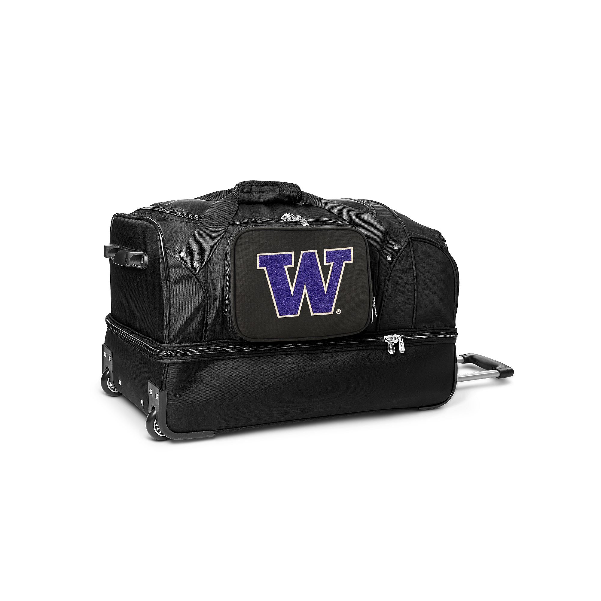 Washington Huskies 27-Inch Rolling Duffel Bag, Black