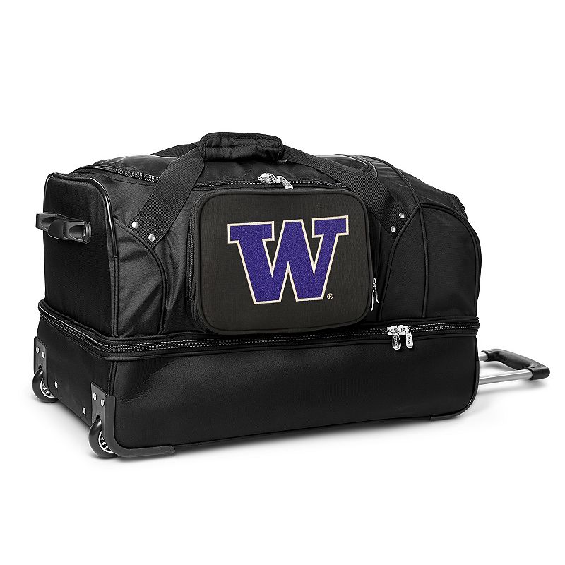 Washington Huskies 27-Inch Rolling Duffel Bag, Black