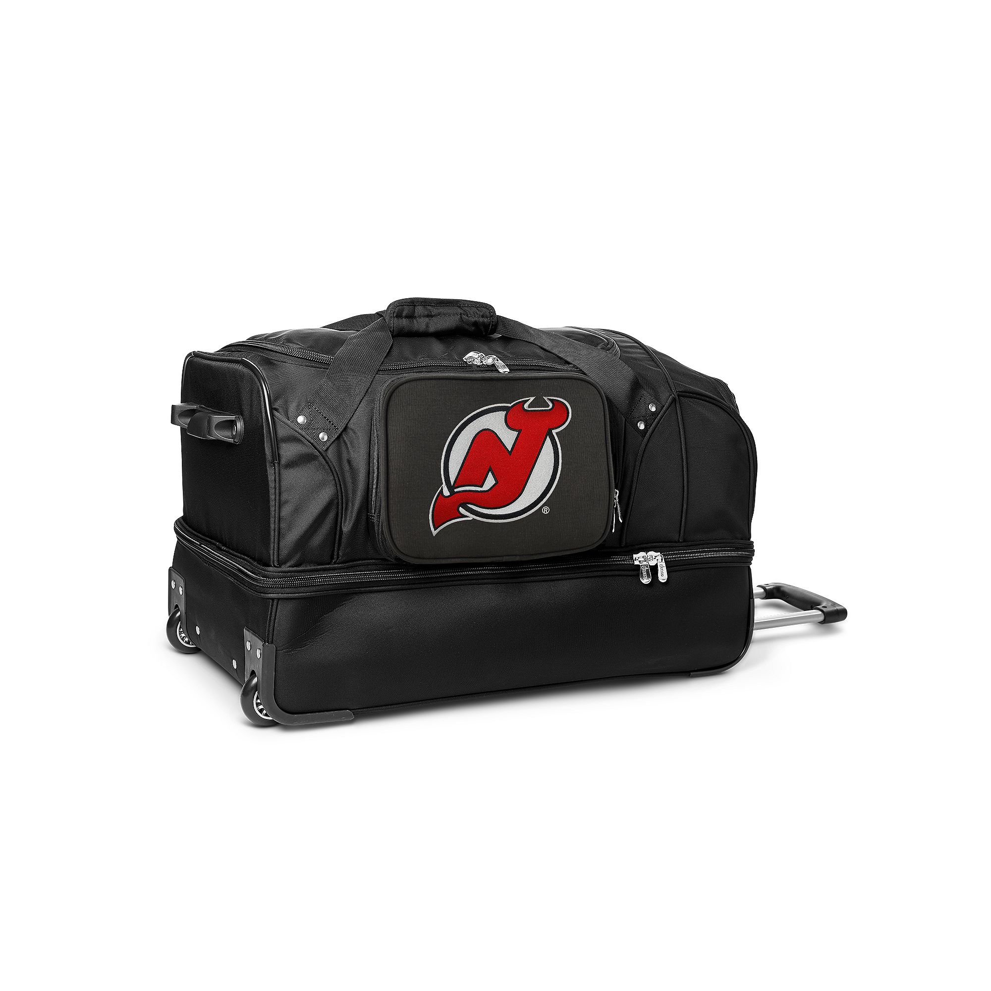 New Jersey Devils 27-Inch Rolling Duffel Bag, Dev Black
