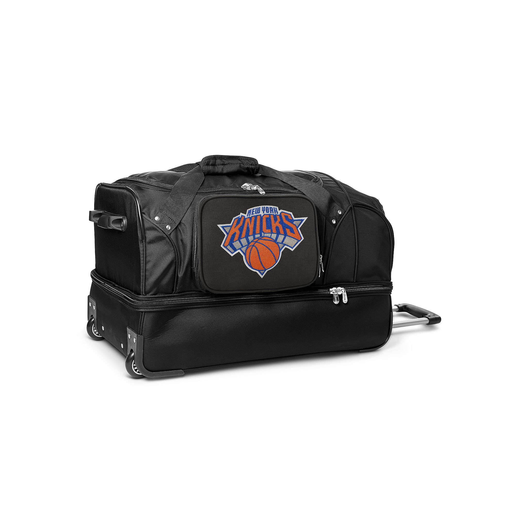 New York Knicks 27-Inch Rolling Duffel Bag, Black