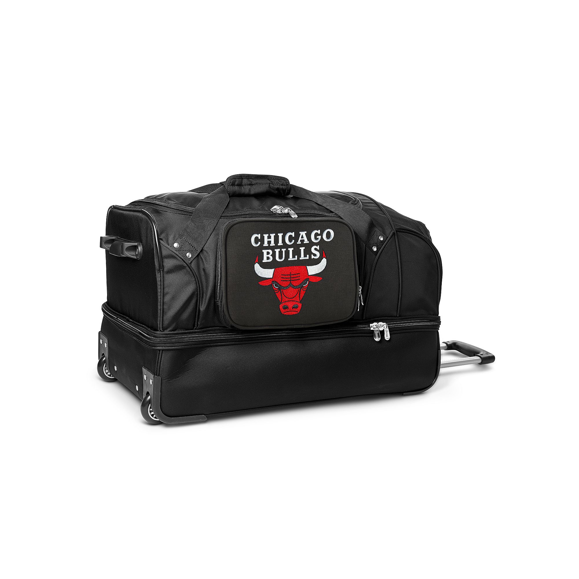 Chicago Bulls 27-Inch Rolling Duffel Bag, Black