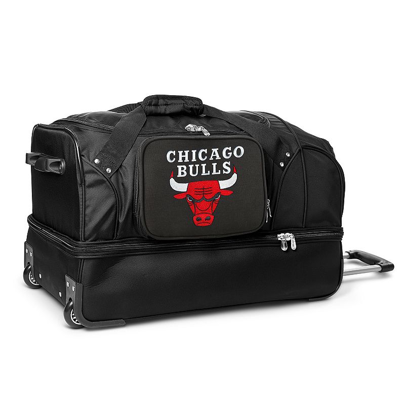 Chicago Bulls 27-Inch Rolling Duffel Bag, Black