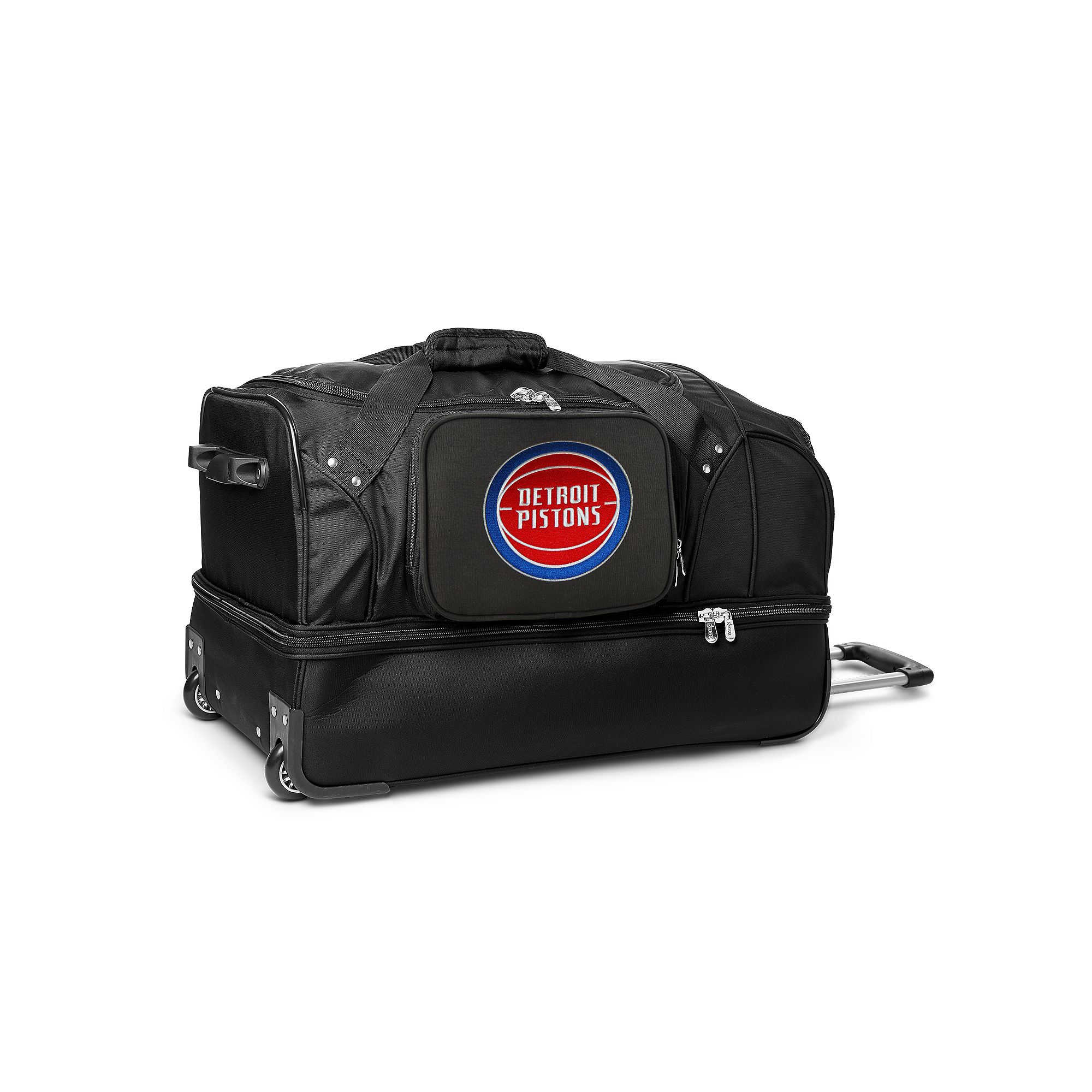Detroit Pistons 27-Inch Rolling Duffel Bag, Pis Black