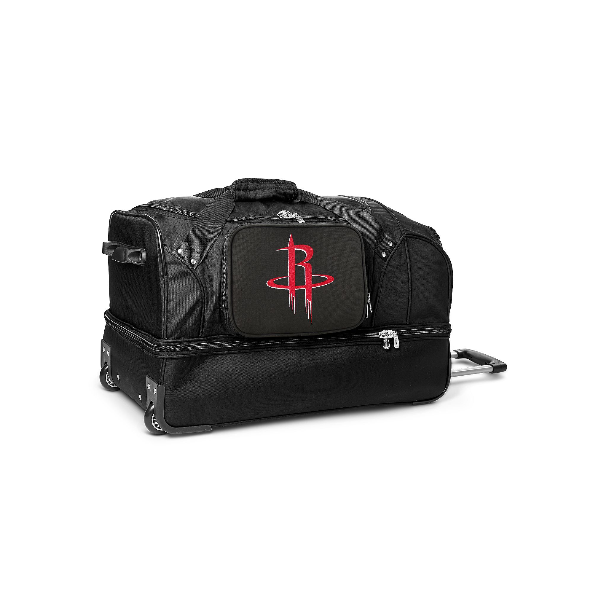 Houston Rockets 27-Inch Rolling Duffel Bag, Black