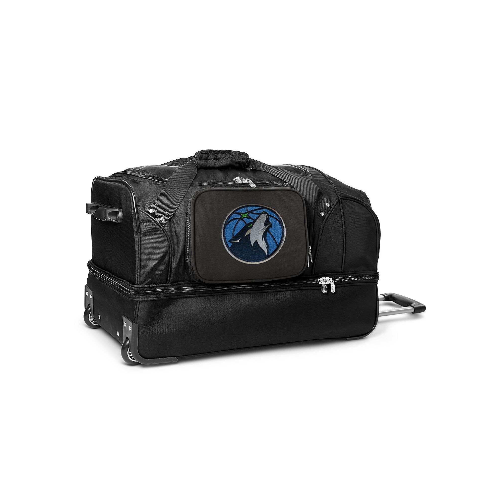 Minnesota Timberwolves 27-Inch Rolling Duffel Bag, Black