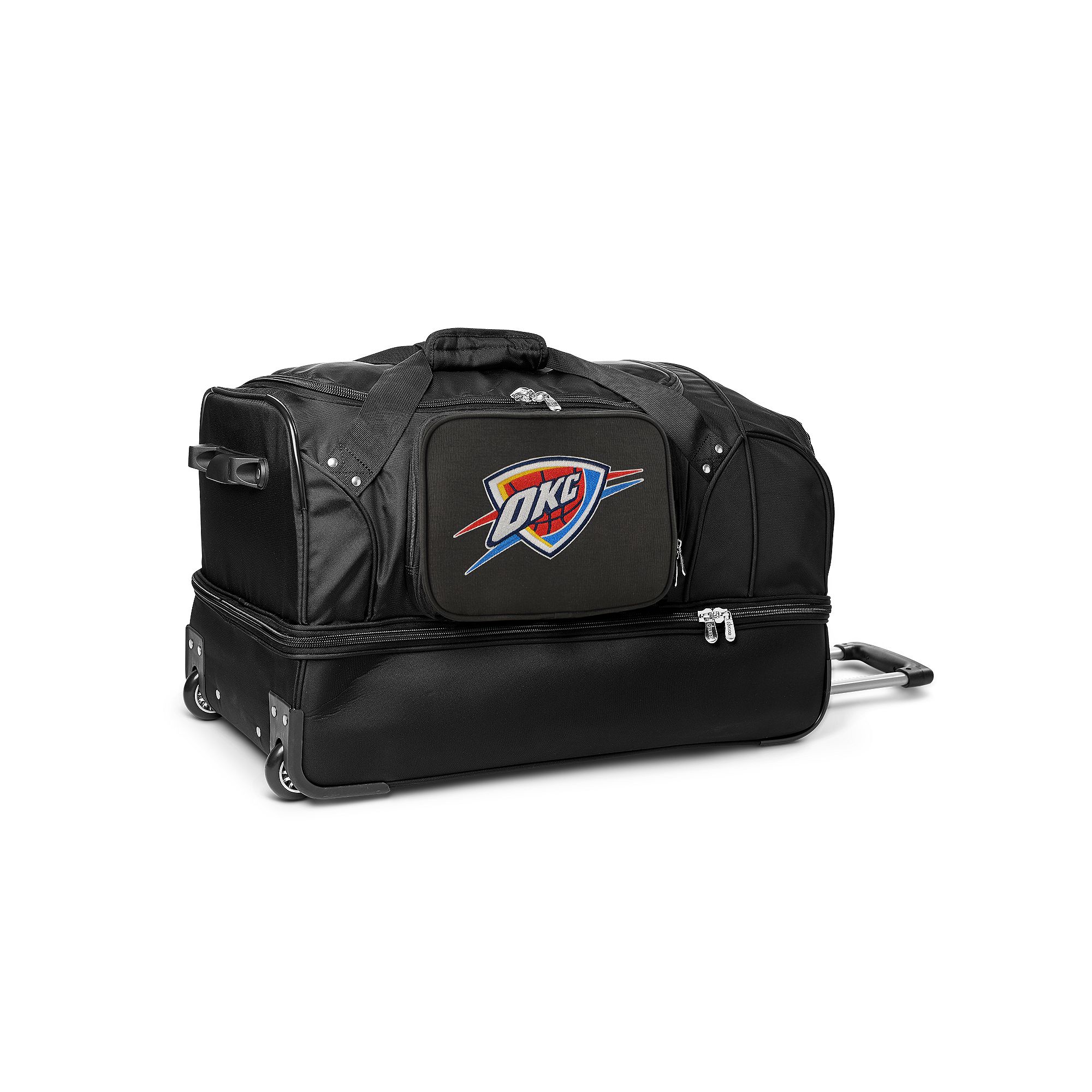 Oklahoma City Thunder 27-Inch Rolling Duffel Bag, Black