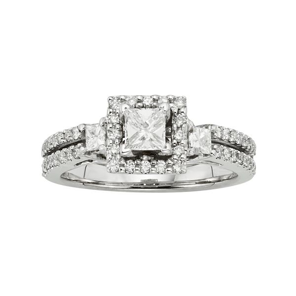 The Regal Collection Princess Cut IGL Certified Diamond Frame Engagement Ring in 14k Gold Two Tone 1 ct. T.W