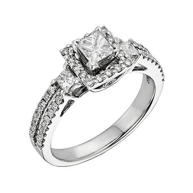 Princess-Cut IGL Certified Diamond Frame Engagement Ring in 14k Gold Two Tone (1 ct. T.W.)