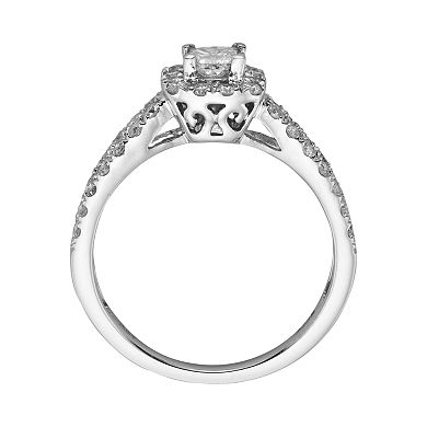 Princess-Cut IGL Certified Diamond Frame Engagement Ring in 14k White Gold (1 ct. T.W.)
