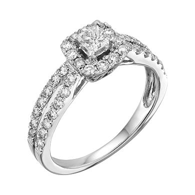 Princess-Cut IGL Certified Diamond Frame Engagement Ring in 14k White Gold (1 ct. T.W.)