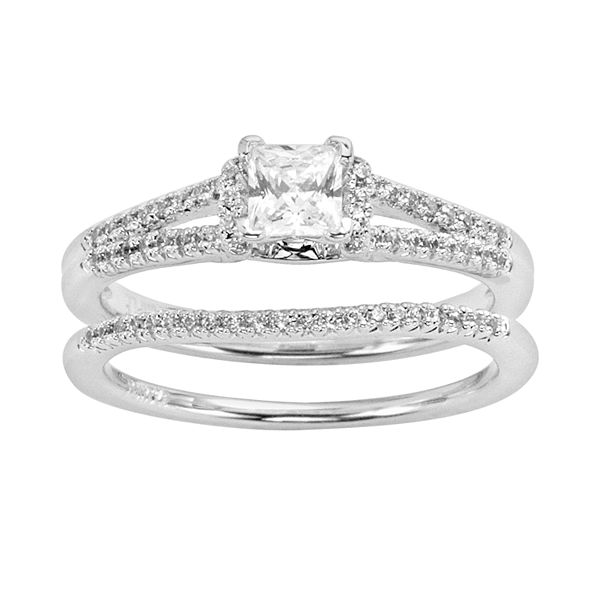 The Regal Collection 14k White Gold 5/8 Carat T.W. Princess-Cut Certified  Diamond Engagement Ring Set