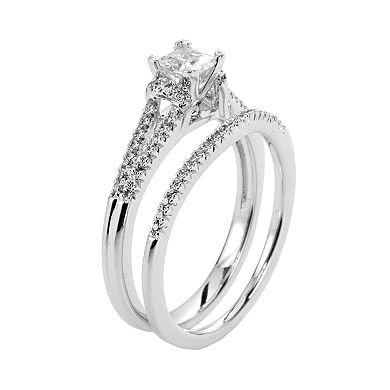 Princess-Cut Certified Diamond Engagement Ring Set in 14k White Gold (5/8 ct. T.W.)