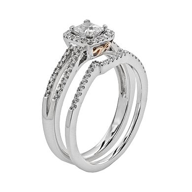 Princess-Cut Certified Diamond Frame Engagement Ring Set in 14k Gold Two Tone (5/8 ct. T.W.)