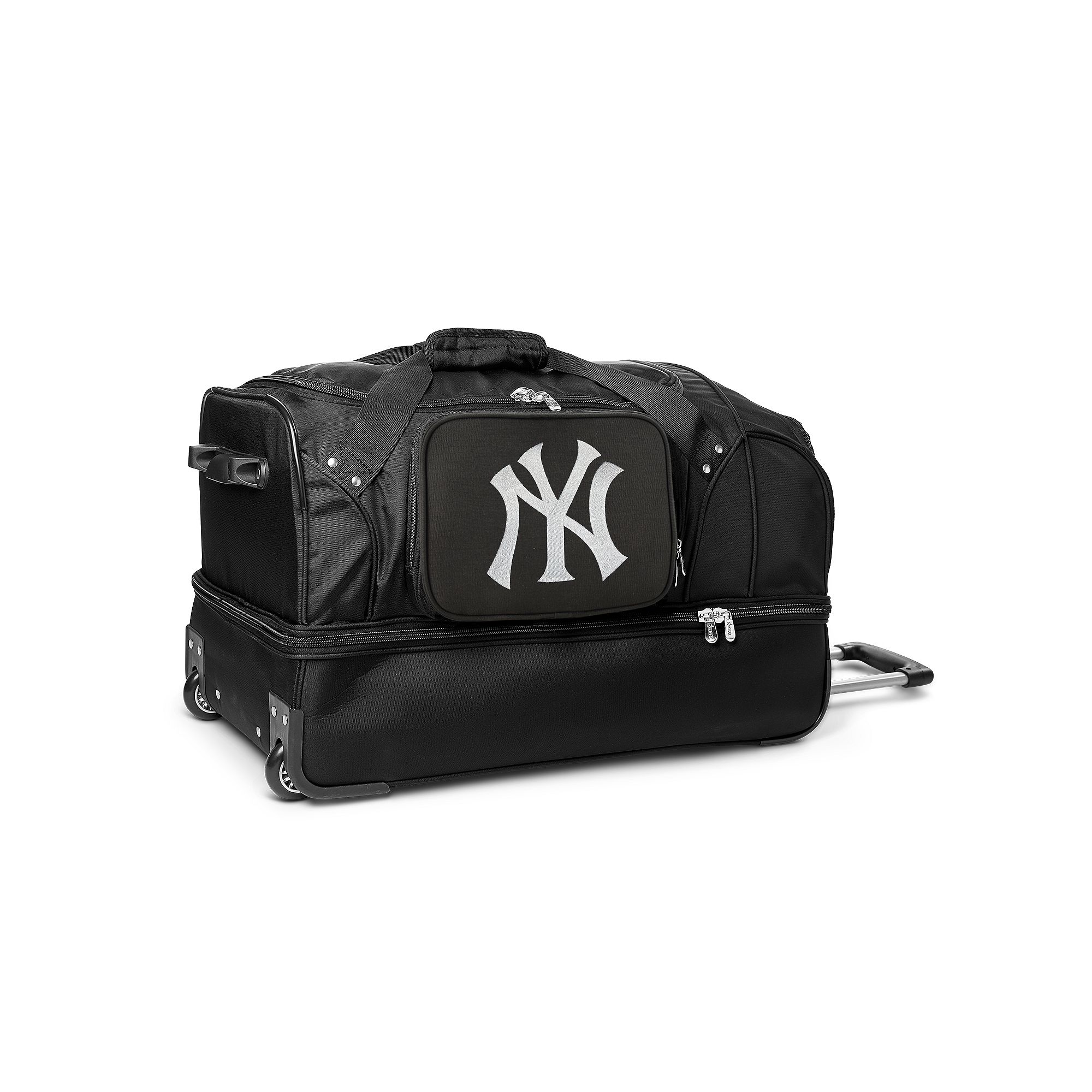 New York Yankees 27-Inch Rolling Duffel Bag, Black