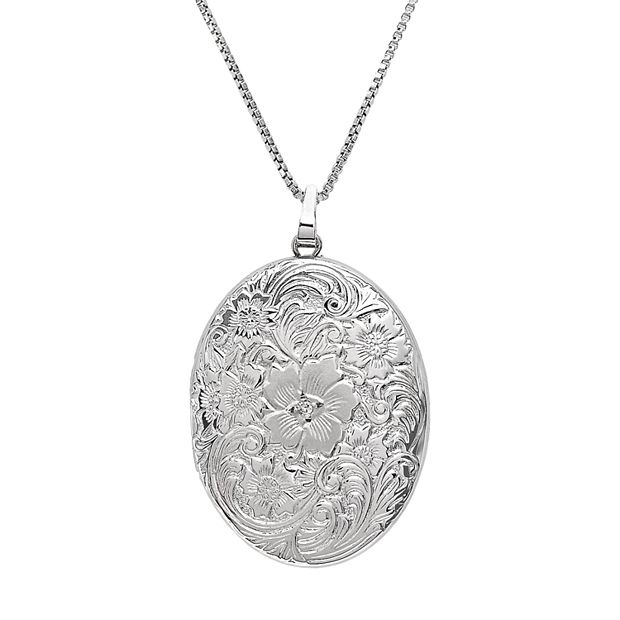 Oval Locket Necklace Sterling Silver