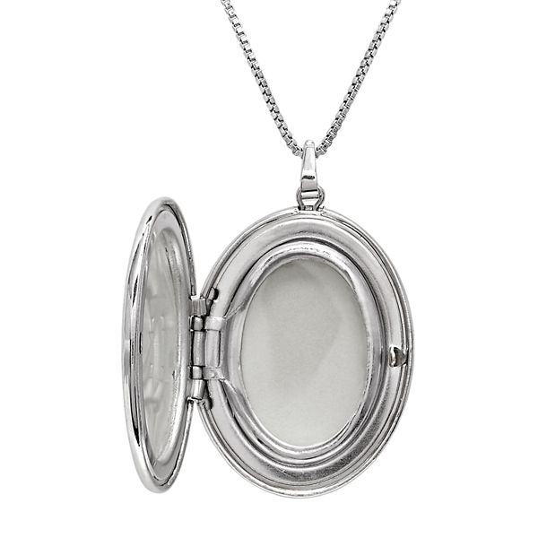 Sterling Silver Diamond Accent Flower Oval Locket