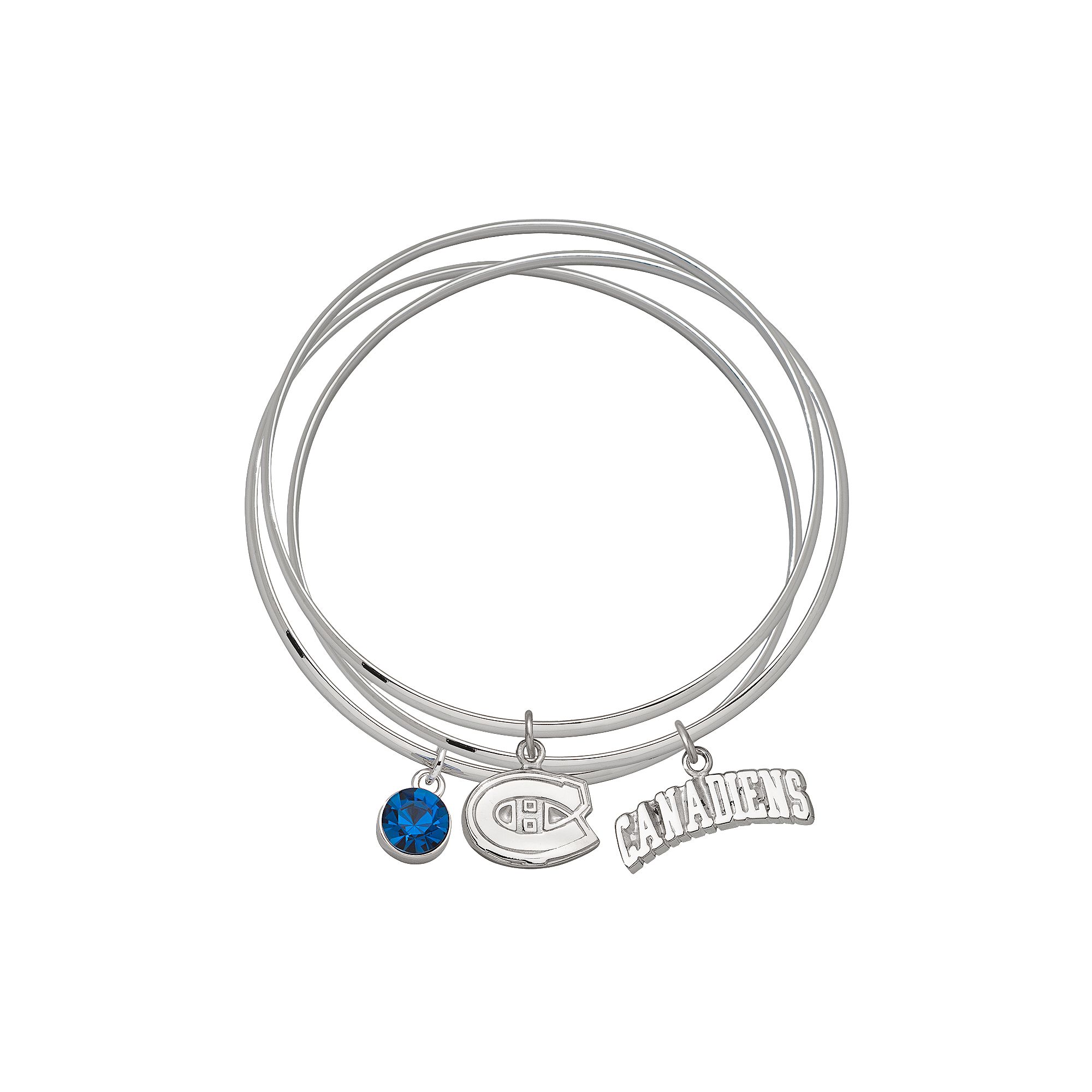 LogoArt Montreal Canadiens Silver Tone Bangle Bracelet Set, Womens