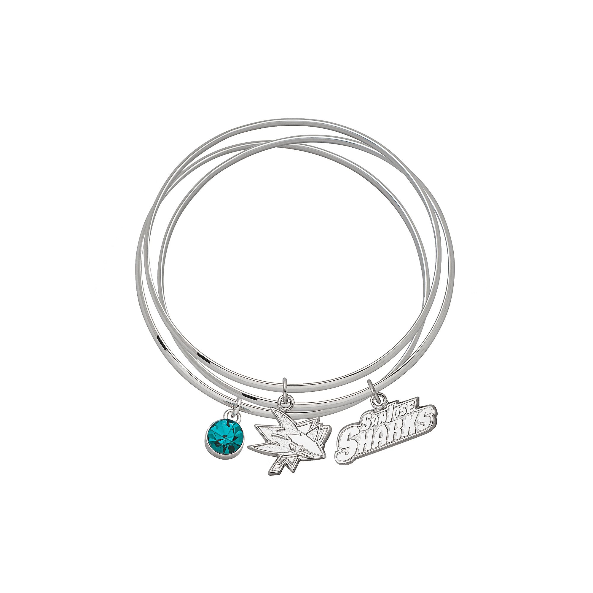 LogoArt San Jose Sharks Silver Tone Bangle Bracelet Set, Womens