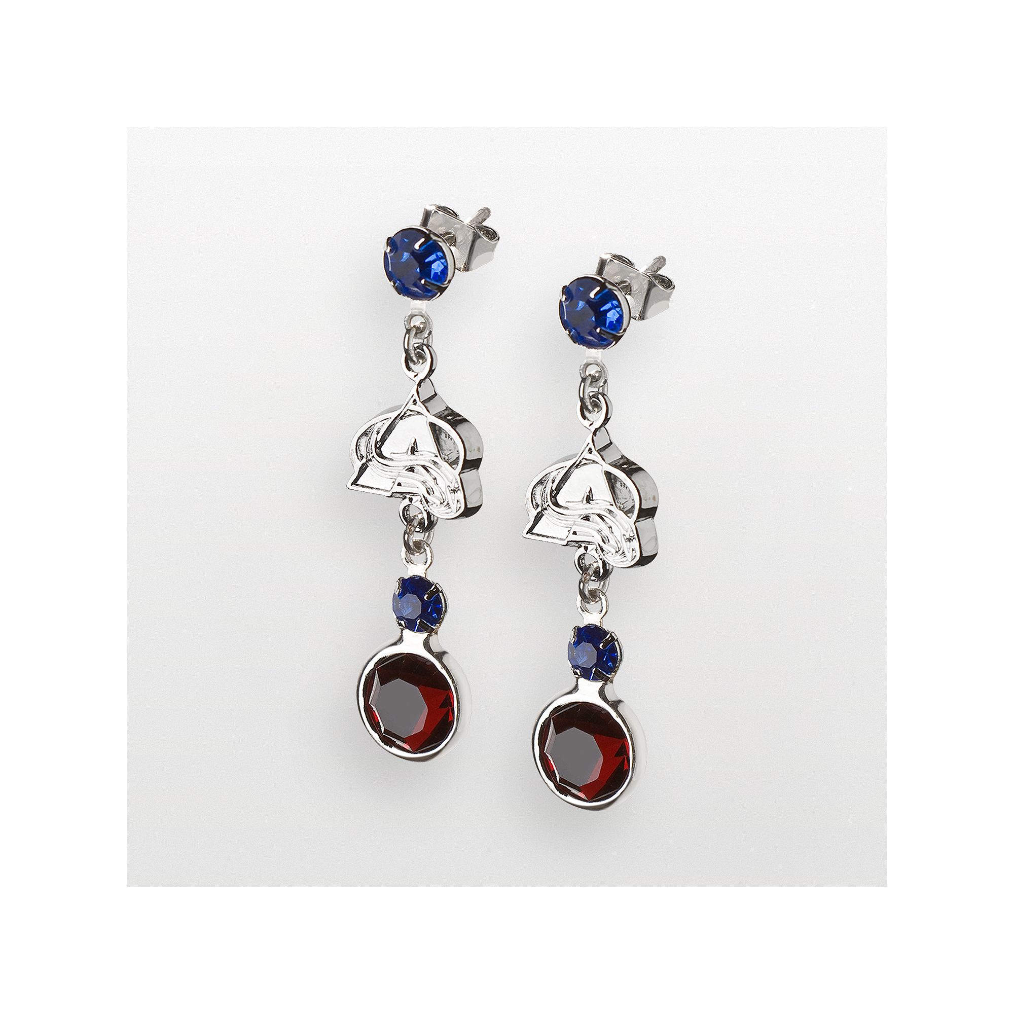 LogoArt Colorado Avalanche Silver Tone Crystal Logo Linear Drop Earrings, W