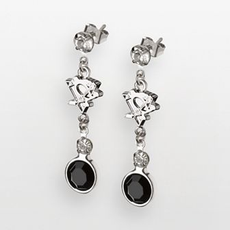 LogoArt Pittsburgh Penguins Silver Tone Crystal Logo Linear Drop Earrings
