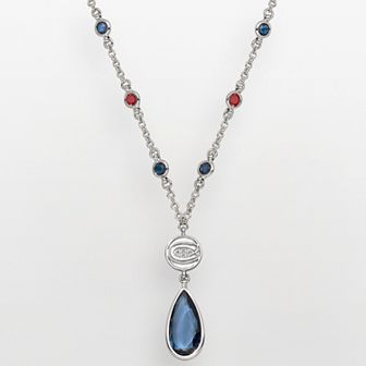 LogoArt Montreal Canadiens Silver Tone Crystal Logo Teardrop Y Necklace